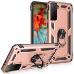Wholesale Tech Armor Ring Stand Grip Case with Metal Plate for Samsung Galaxy S21 5G (Rose Gold)